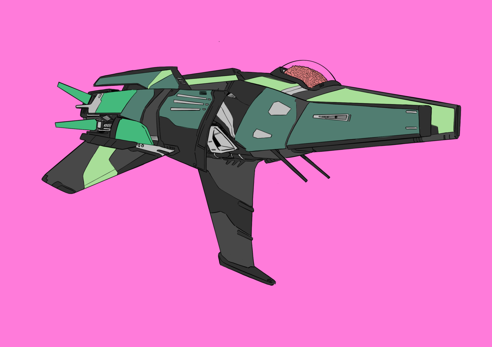 #0141 Green Boomslang AI, NFT, Cyrpto, Spaceship, The Future, Space, Art, Pop Art, Spaceship Art, Space Art