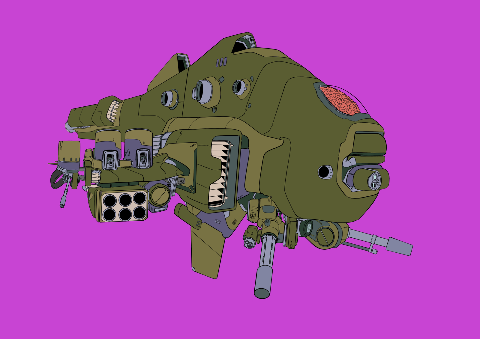 #0177 Hostile Tank Over AI, NFT, Cyrpto, Spaceship, The Future, Space, Art, Pop Art, Spaceship Art, Space Art