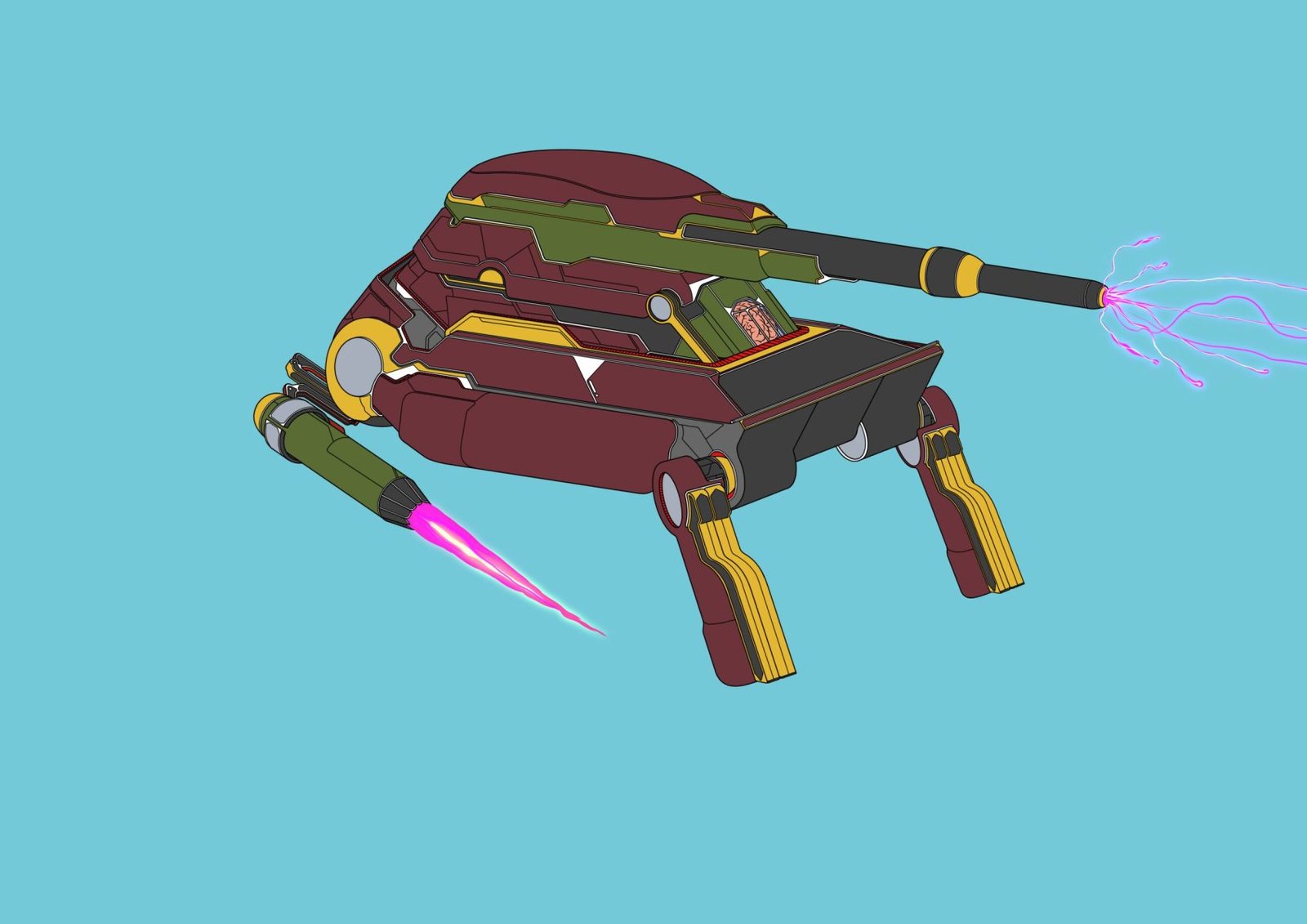 #0310 Tiger Tank AI, NFT, Cyrpto, Spaceship, The Future, Space, Art, Pop Art, Spaceship Art, Space Art